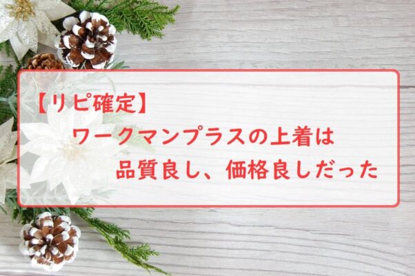 【リピ確定】ワークマンプラスの上着は品質良し、価格良しだった